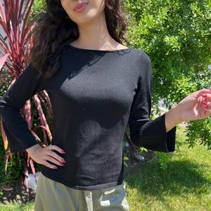 I.N.C VTG Black Boat Neck Bell Sleeve Top Size M